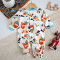 Colorful cotton romper with covered feet ZOO 62-80