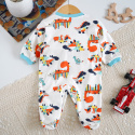 Colorful cotton romper with covered feet ZOO 62-80