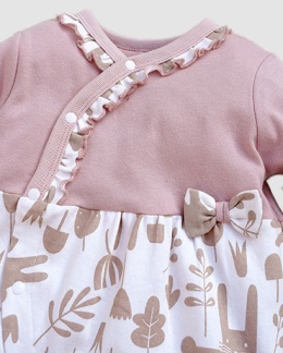 Pajacyk - rampers dla dziewczynki różowo-beżowy 62-80