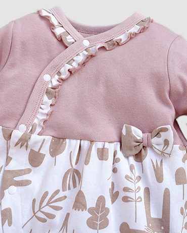 Pajacyk - rampers dla dziewczynki różowo-beżowy 62-80