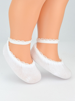 White baby socks with lace on the ankle for a dress