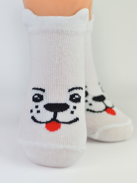 Baby socks with dogs - white