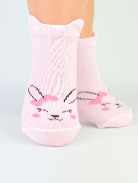 Baby socks with bunnies - pink