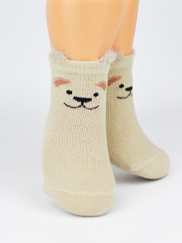 Baby socks with 3D ears - beige