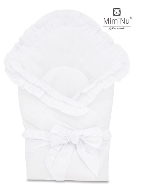 KIECZMERSKI Rożek niemowlęcy z kokardą BIANCOLINE biały z koronką