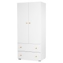 Szafa 2-segmentowa biała z akcentami sosnowymi 80x183x52 "KAROLINA"