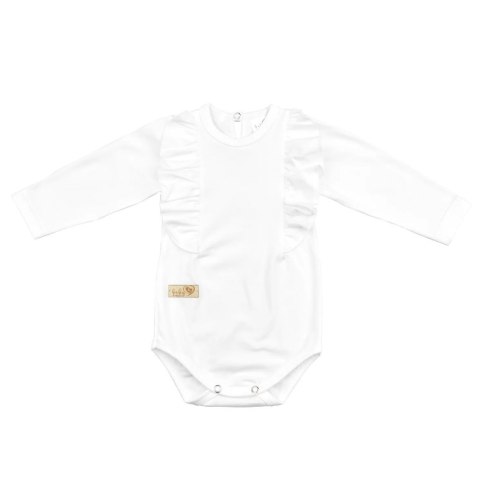 BABY 01377 Body niemowlęce dł rękaw Falbanka Ecru 56/62