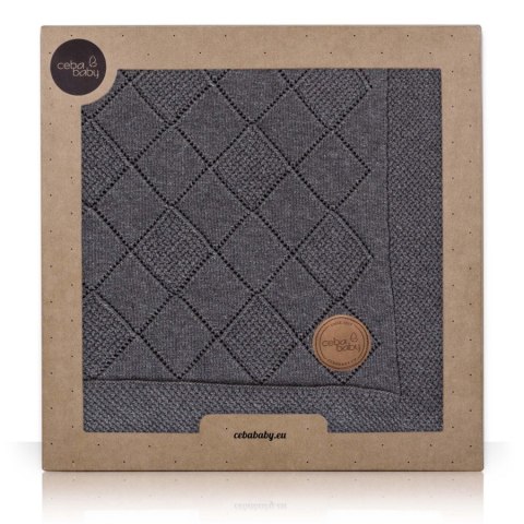 CEBA 812-118-268 Kocyk dziany 90x90 w opakowaniu prezentowym Ryż grafitowy GRATIS składana mata do przewijania 60x40 Rowanberry