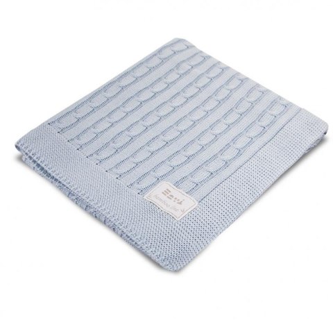 EWA 927927 Kocyk bambus jasny niebieski warkocz+pudełko