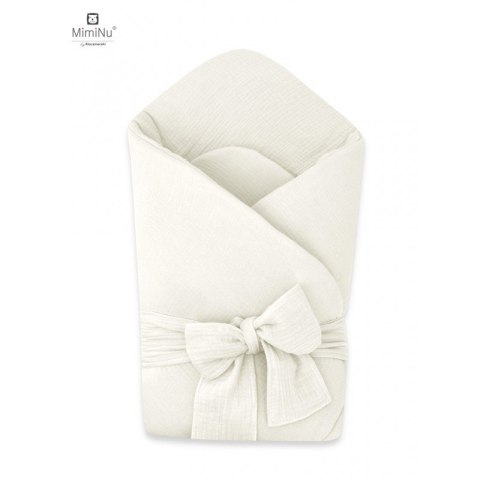 KIECZMERSKI Rożek niemowlęcy z kokardą MUŚLIN BAWEŁNIANY śmietanka bawełna 100%