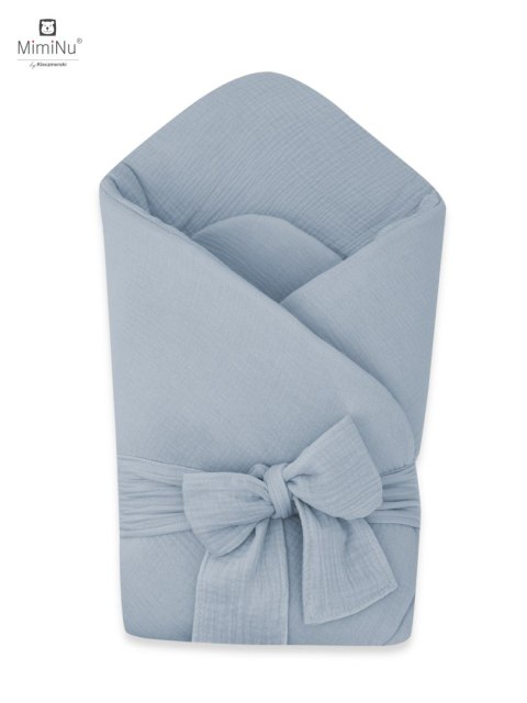 KIECZMERSKI Rożek niemowlęcy z kokardą MUŚLIN BAWEŁNIANY jeans bawełna 100%