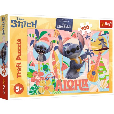 TREFL 16495 Puzzle 100 Stitch i przyjaciele w akcji