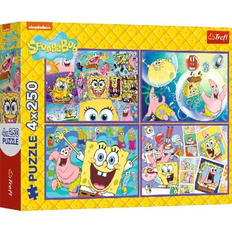 TREFL 13342 Puzzle 4x250 Szalony świat Sponge Boba
