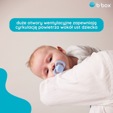 B.BOX BB300308 Smoczek dla noworodka i niemowlaka 2 szt symetryczny silikonowy 0-6m niebieski/błękit