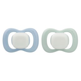 B.BOX BB300708 Smoczek silikonowy symetryczny 0-6m 2 szt glow in the dark błękit/szałwia