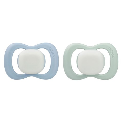 B.BOX BB300708 Smoczek silikonowy symetryczny 0-6m 2 szt glow in the dark błękit/szałwia