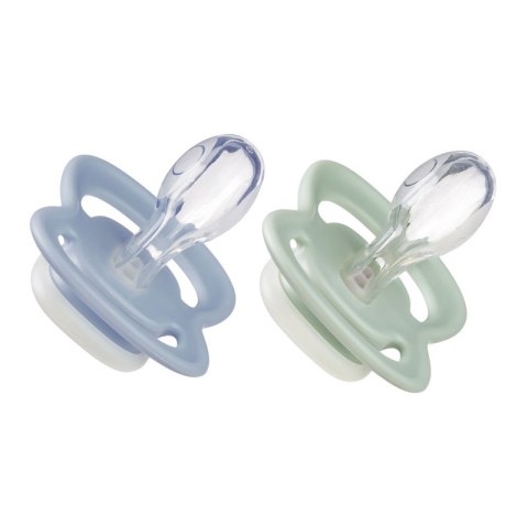 B.BOX BB300708 Smoczek silikonowy symetryczny 0-6m 2 szt glow in the dark błękit/szałwia