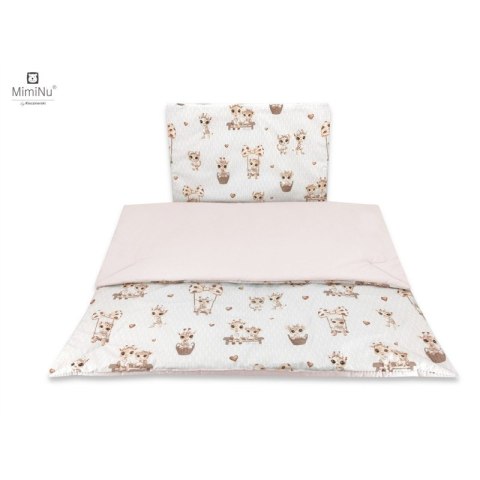 KIECZMERSKI Pościel C-2 135x100 cm MIMINU DESIGN Żyrafki beżowo-różowe bawełna 100%