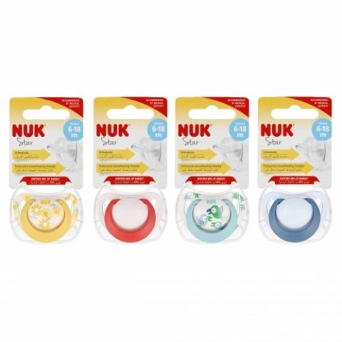 NUK 736751 Smoczek uspokajający silikonowy 6-18m STAR