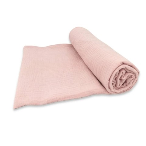 KIECZMERSKI Otulacz 120x120 MUŚLIN BAWEŁNIANY bawełna 100% pudrowy róż