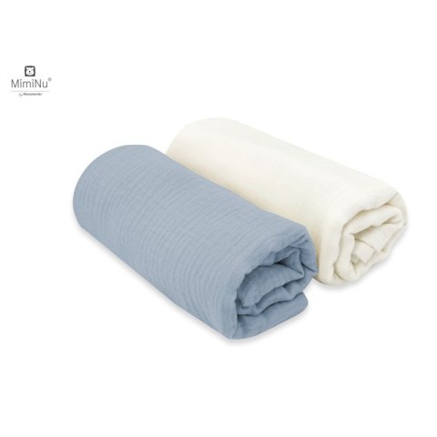 KIECZMERSKI Pieluszki 75x75 +/- 3 cm MUŚLIN BAWEŁNIANY bawełna 100% śmietanka/jeans 2-pak