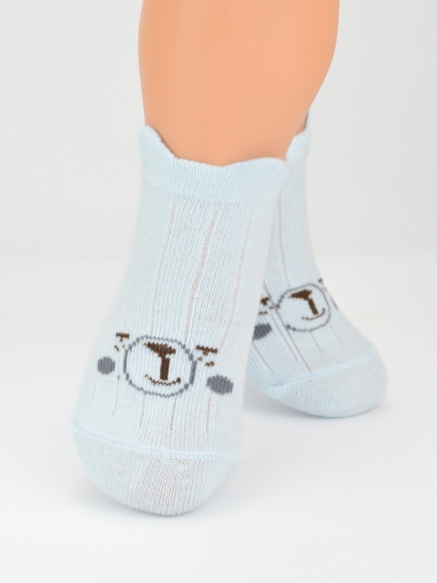 Skarpetki niemowlęce z buźkami - błękitne