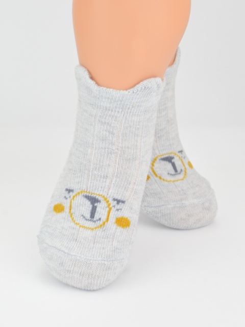 Skarpetki niemowlęce z buźkami - szare