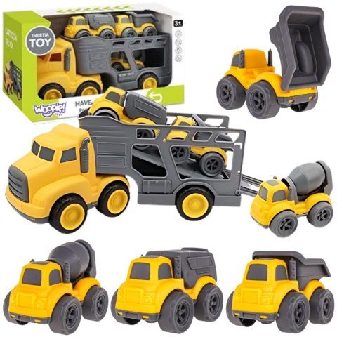 WOOPIE 53934 Zestaw laweta+3 pojazdy budowlane