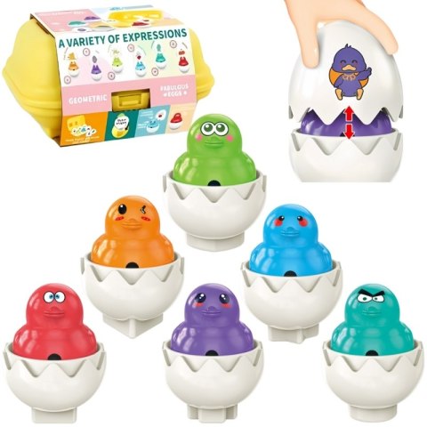 WOOPIE 54146 Układanka Sorter Montessori Dopasuj Kształty Zabawne Kurczaczki Jajka 6szt