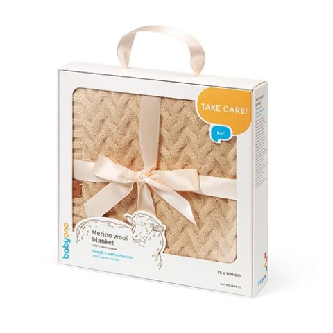 B.O.1648/02 Kocyk z wełny merino ciemny beż