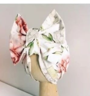 BABY 01453 Turban niemowlęcy Kokarda Peonia 3-6m