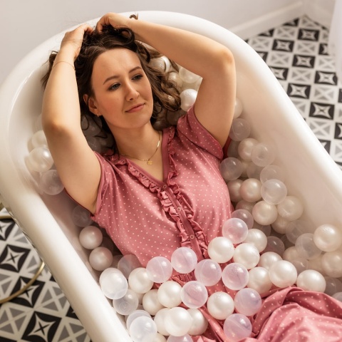 EWA 968474 LINDA Koszula ciążowa różowa serca XXL