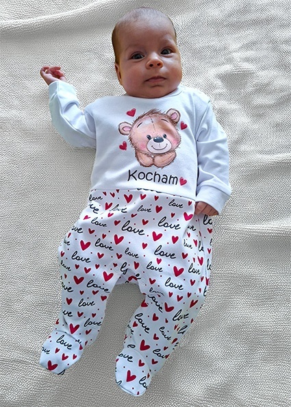 Pajacyk niemowlęcy KOCHAM 56-86