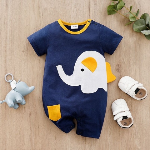 Rampers dla niemowlaka granatowy Słonik
