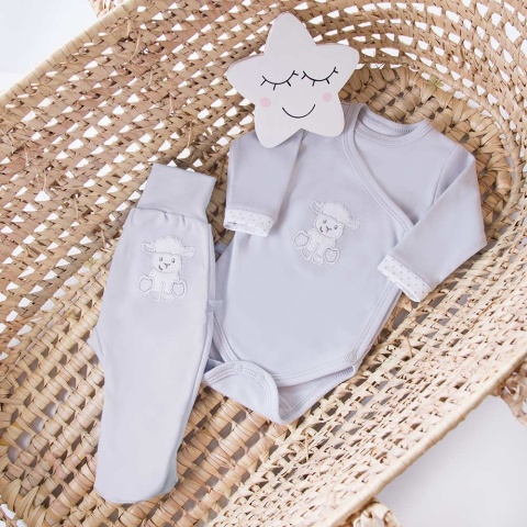 EWA NEWBORN Body rozpinane szary