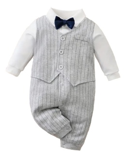 Elegancki pajacyk niemowlęcy szary (kamizelka)
