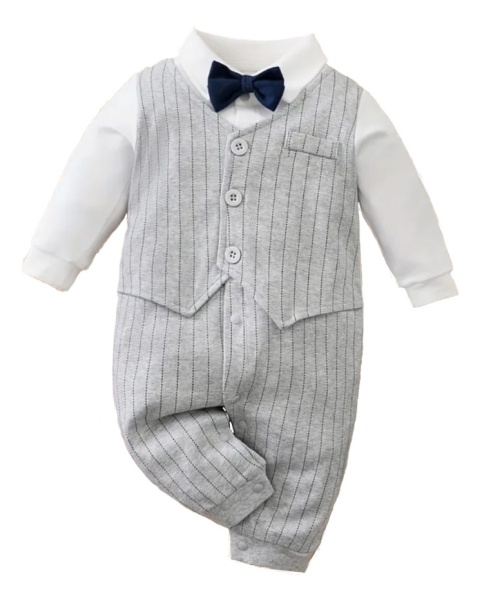 Elegancki pajacyk niemowlęcy szary (kamizelka)