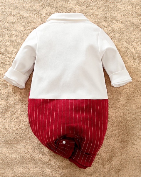 Świąteczny pajacyk niemowlęcy czerwony - bordowy (kamizelka)