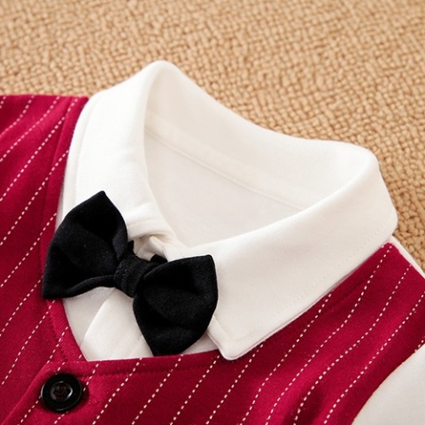 Świąteczny pajacyk niemowlęcy czerwony - bordowy (kamizelka)