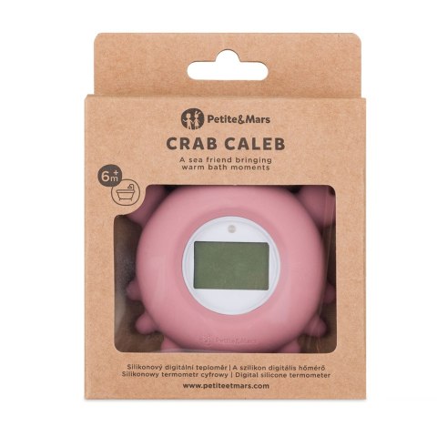 PETITE&MARS 583820 Silikonowy termometr cyfrowy do kąpieli Crab Caleb Dusty Rose