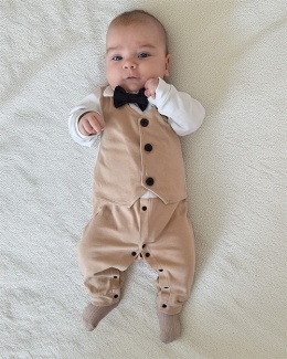 Pajacyk niemowlęcy - Elegant beżowy (kamizelka)