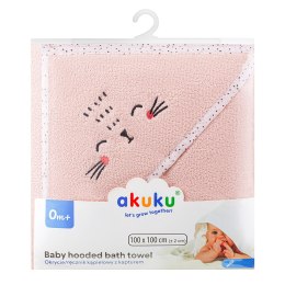 AKUKU A0664 Ręcznik kąpielowy frotte z kapturkiem róż