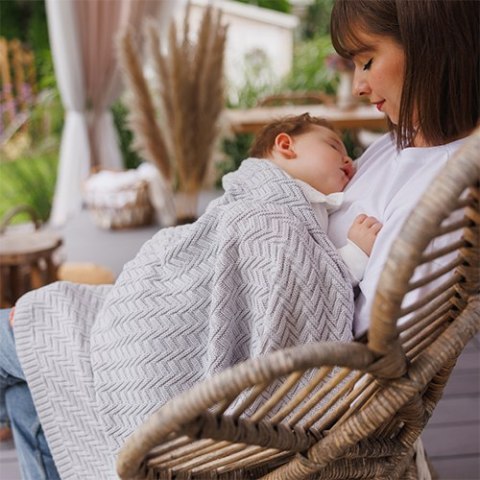 B.O.1647/02 Kocyk dzianinowy bawełniany szary