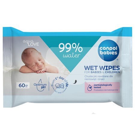 Chusteczki nawilżane dla niemowląt i dzieci Canpol 99% wody - 60szt.