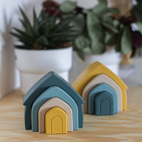 PETITE&MARS 600819 Silikonowa zabawka - układanka House Intense Ochre