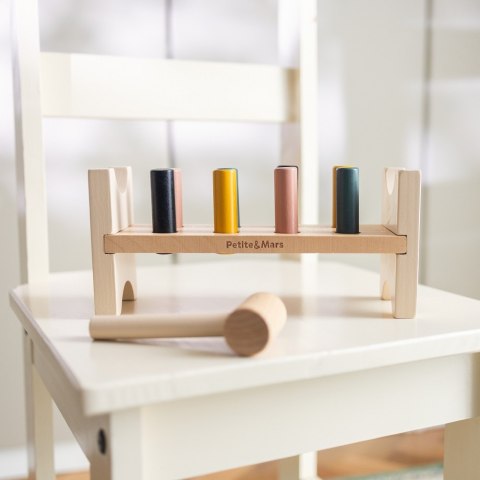 PETITE&MARS 610729 Drewniana zabawka do przebijania Big Bang Aurora Pink 12 m+