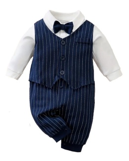 Pajacyk niemowlęcy - Elegant granatowy (kamizelka)