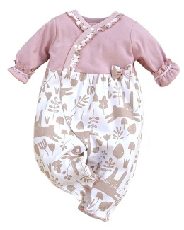 Pajacyk - rampers dla dziewczynki różowo-beżowy 62-80