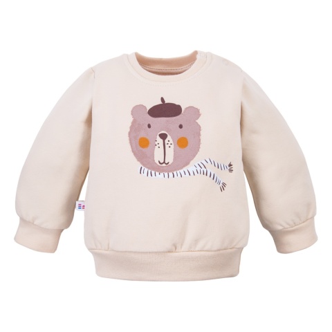 Bluza dziecięca z misiem jasny beż 62-104
