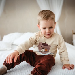 Bluza dziecięca z misiem ecru 62-104